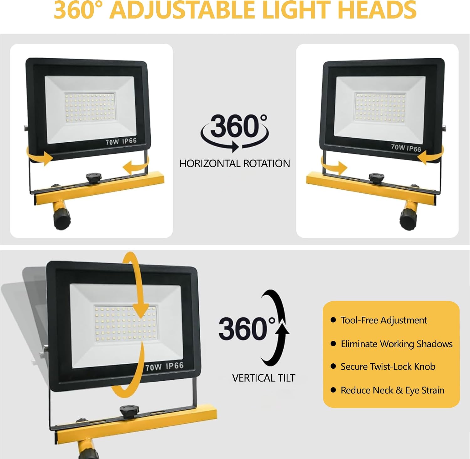 Detalle 2 de Jefedana Jefedana-Work Light 3-Head LED Work Light, 21,000 Lumens, IP66