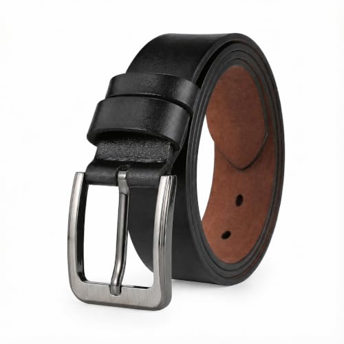Detalle de VRLEGEND Ceinture homme en cuir véritable noire, 120 cm, largeur 3,8 cm