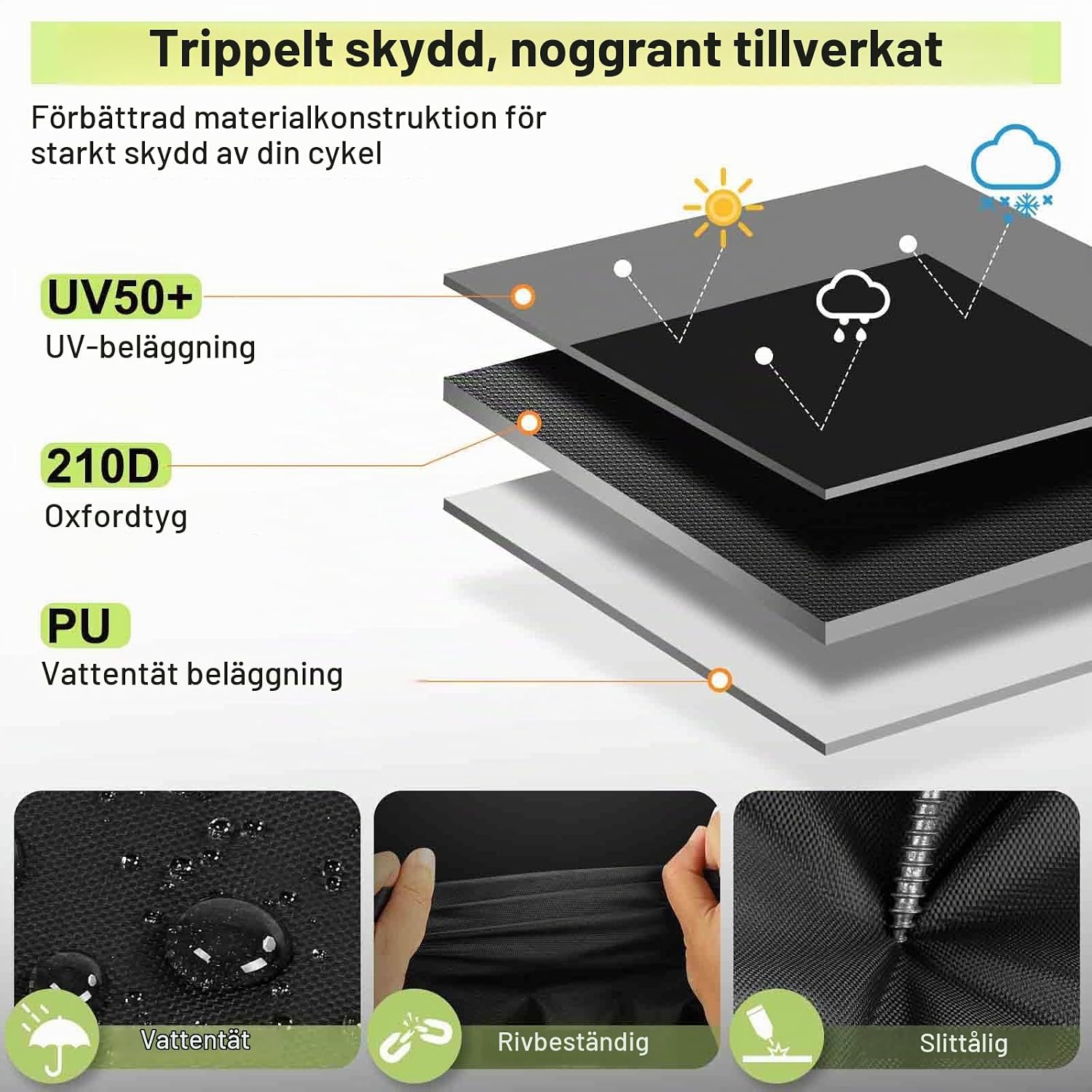 Detalle de Ezilif överdrag till fällstolar, 2-pack i 210D Oxford-tyg, svart