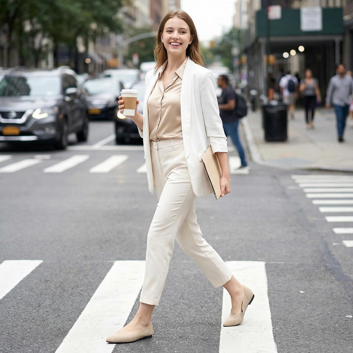 Thumbnail 1 de Aomigoct Dressy Comfortable Womens Flats: All-Day Office Knit Comfort Meets Professional Style