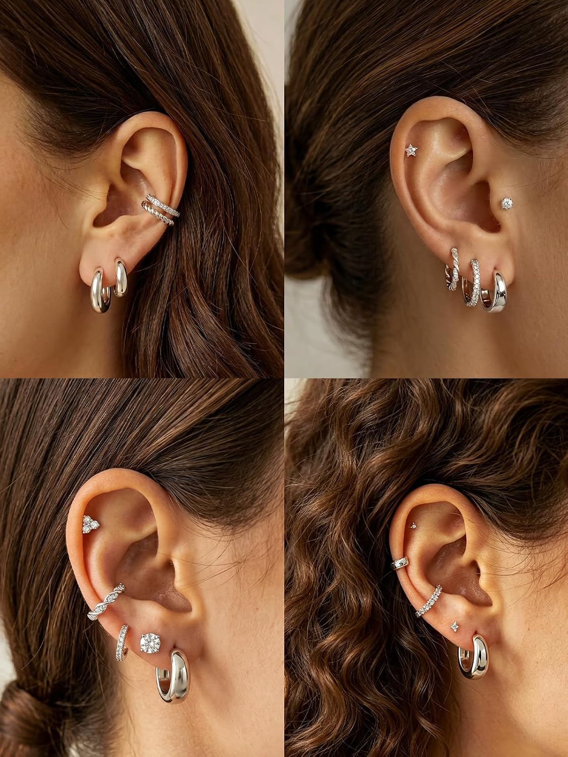 Detalle de Silvora Petit Créoles Argent 925 et Cuivre – Mini créoles hypoallergéniques en 8–14 mm