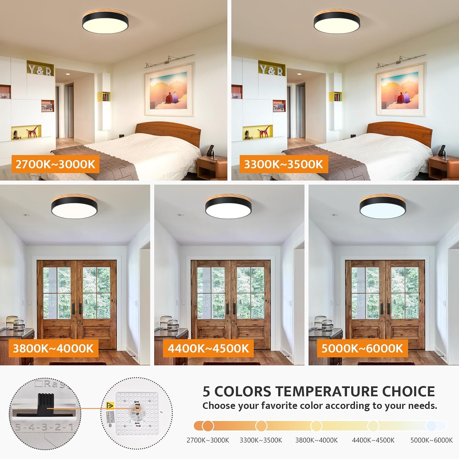 Detalle de Yiisem LED flush-mount ceiling light, 11.8 in