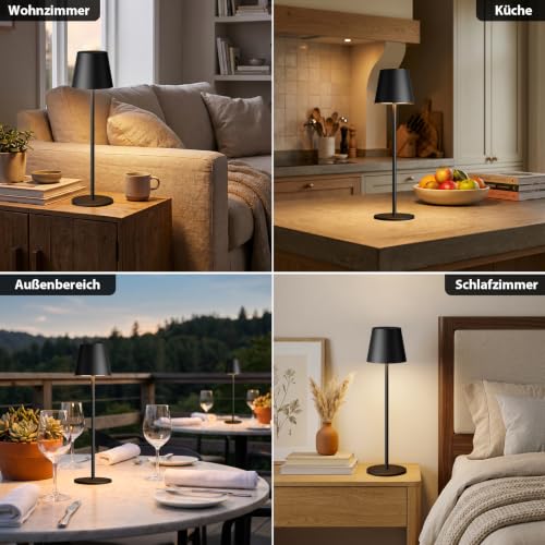 Detalle de PreeOtti Tischlampe Kabellos 2er-Set – LED Akku Lampe für Indoor & Outdoor