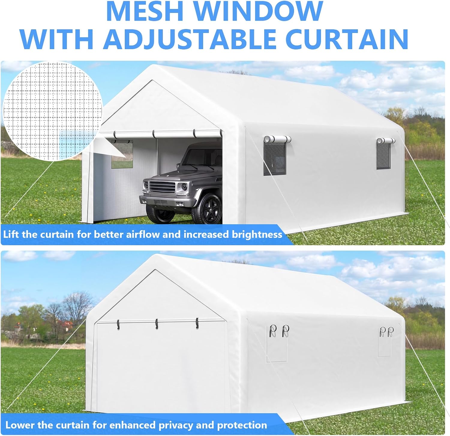 Detalle de Jocoevol Enclosed Carport 13x21 ft