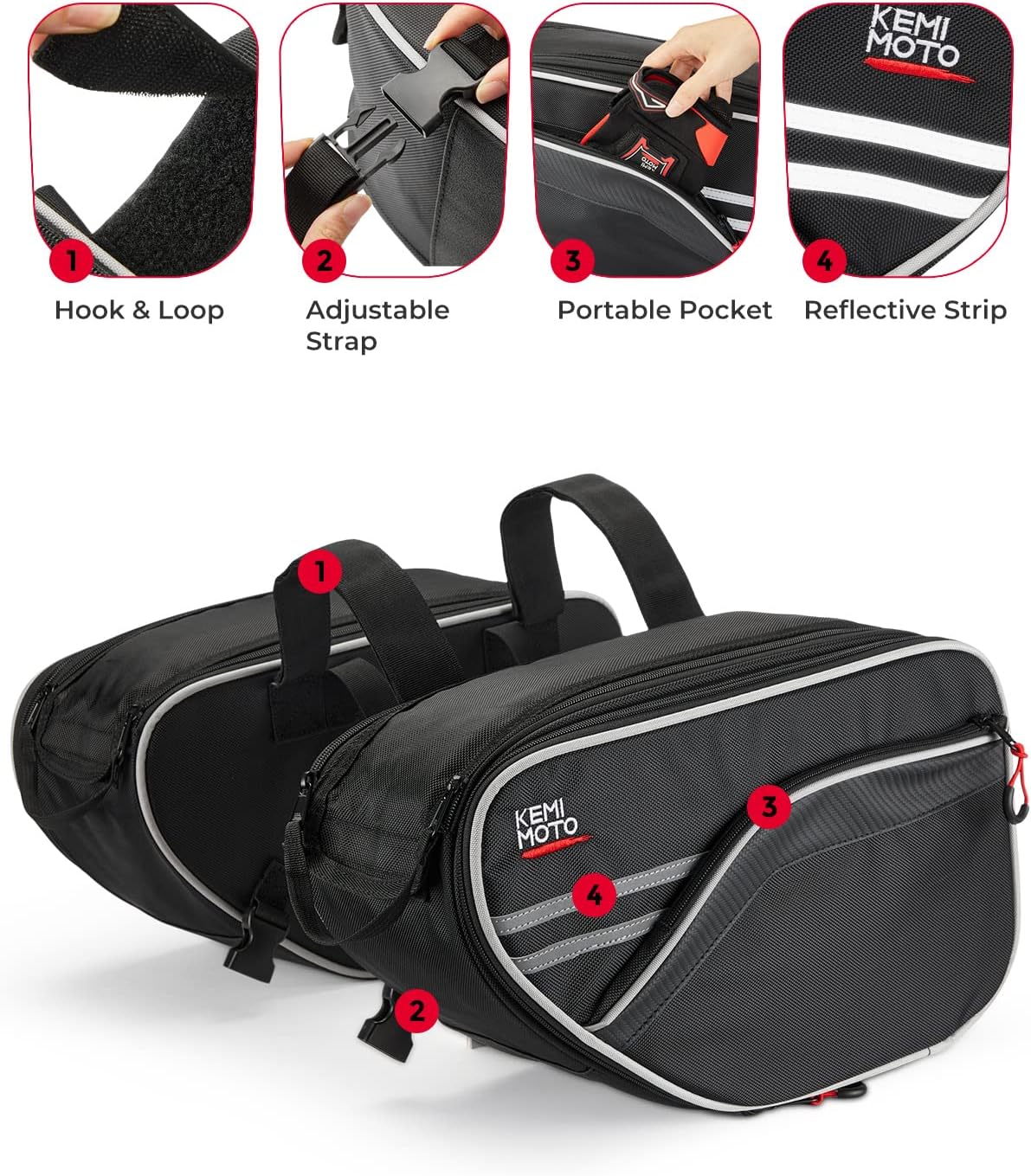 Detalle 2 de KEMIMOTO Saddlebag 24-30L Expandable