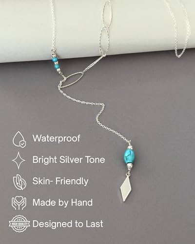 Thumbnail 2 de Annika Bella Silver Turquoise Beaded Y Necklace for Women