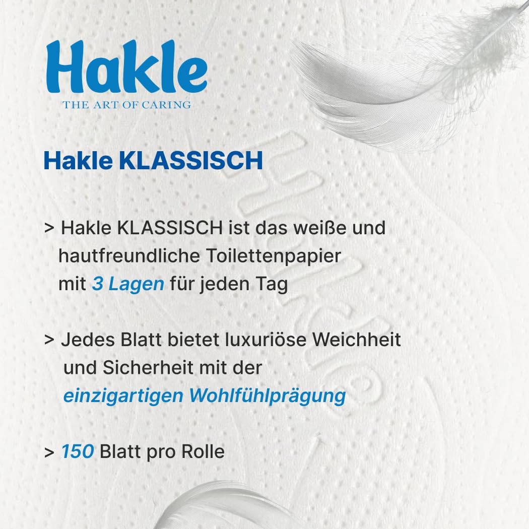 Detalle 2 de Hakle Klassisch Toilettenpapier – 80 Rollen, 150 Blatt pro Rolle, dreilagig, FSC-zertifiziert
