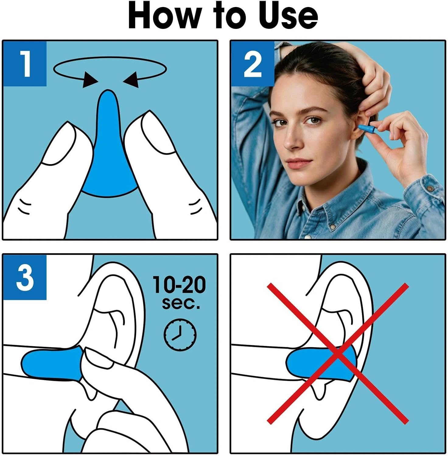 Detalle de AZEN 100 Pairs Ear Plugs Bulk with NRR 32dB in Lake Blue