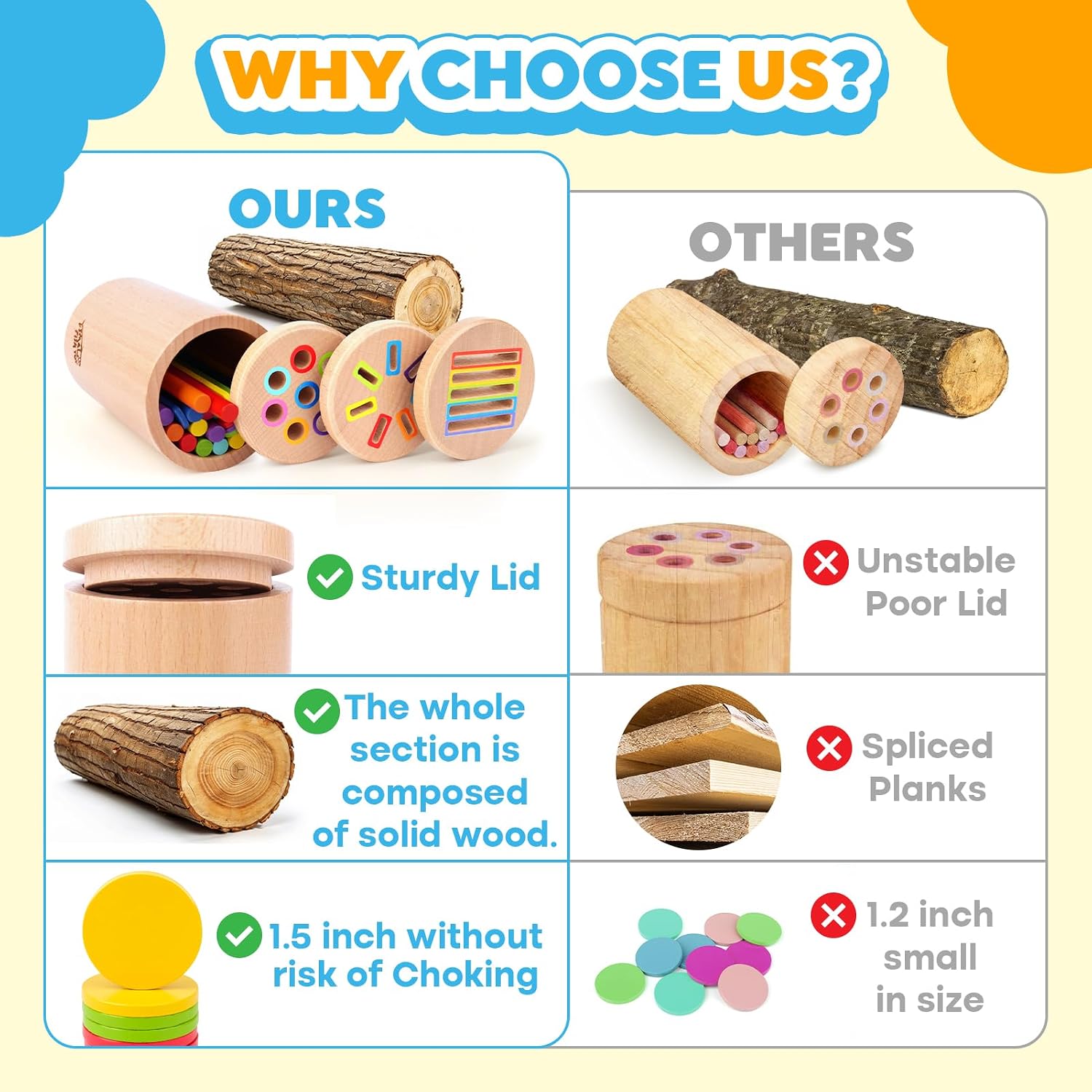 Detalle de Montessori Wooden 3-in-1 Toy 1-3