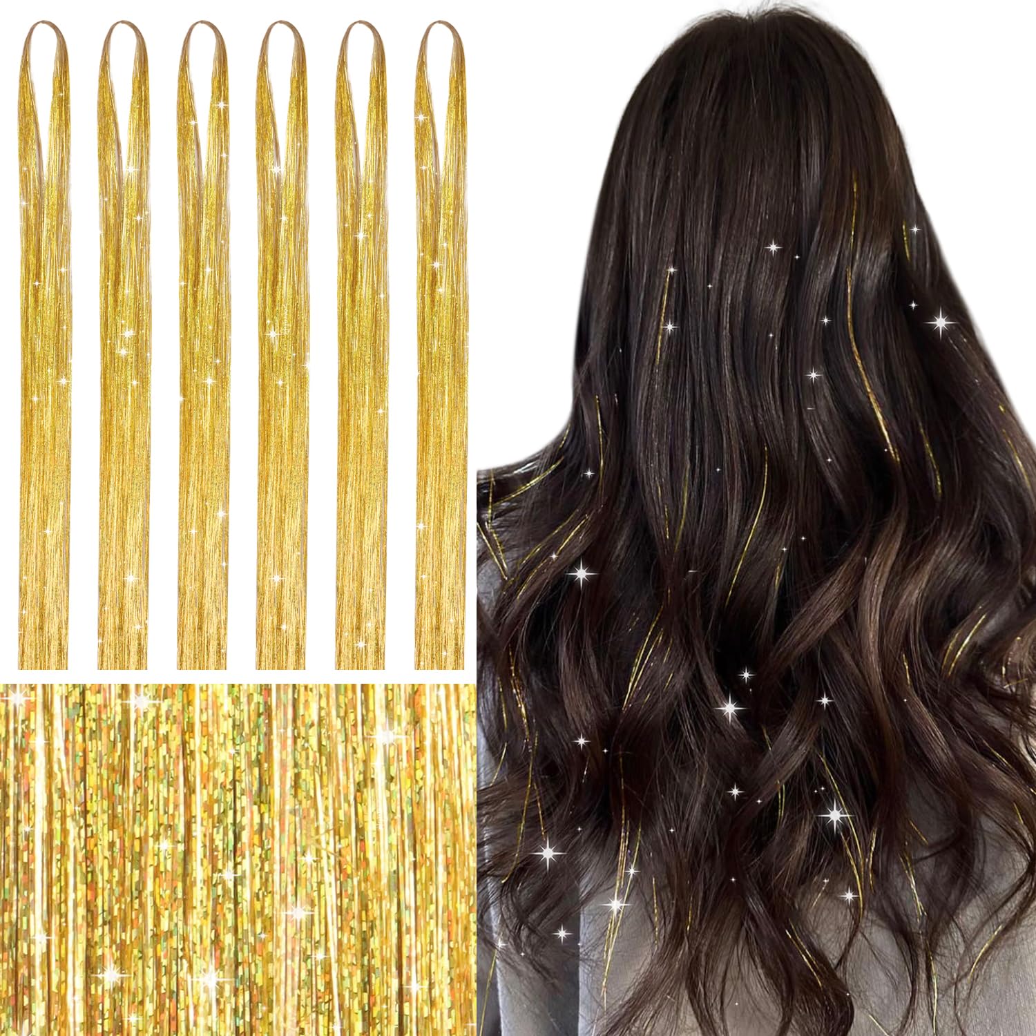Thumbnail 5 de WENNALIFE Hair Tinsel Goldbraun 120 cm