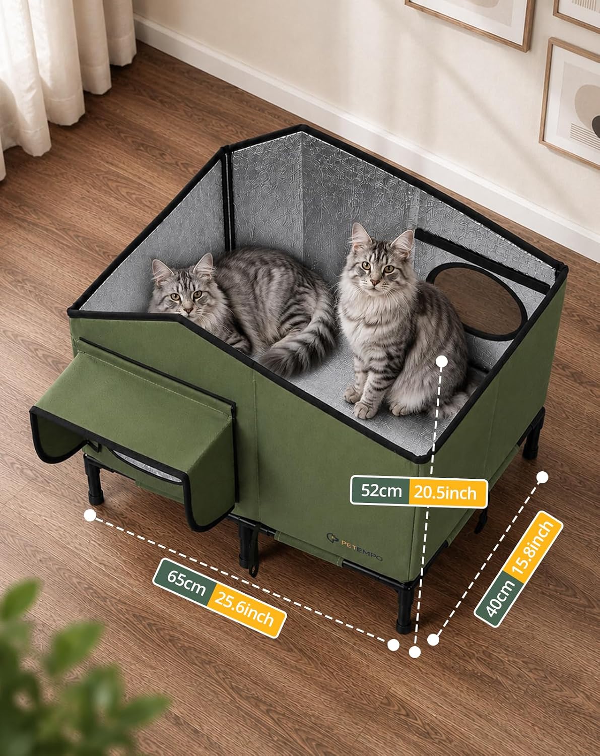 Thumbnail 6 de PETEMPO BGPCH02 Heated Cat House, Insulated Outdoor Shelter, 26 x 16 in