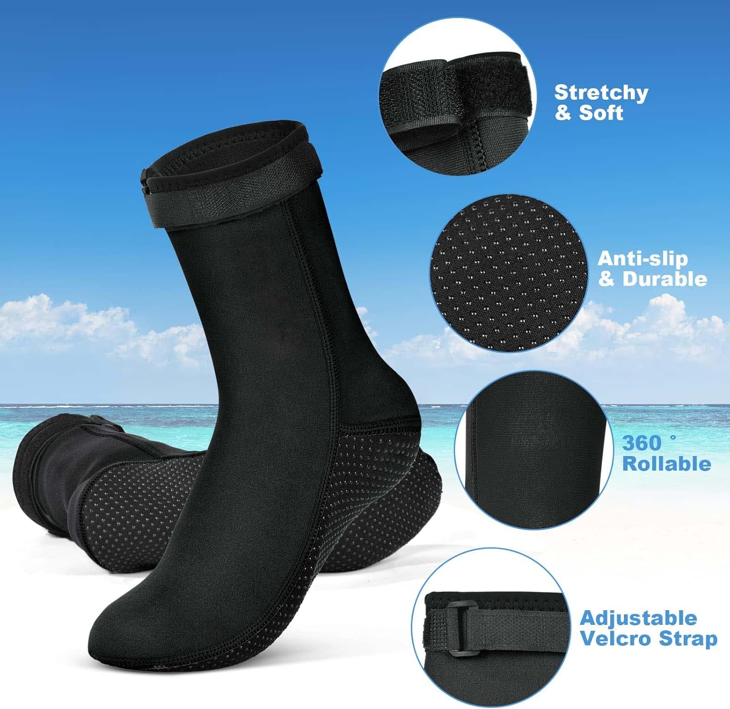 Thumbnail 4 de Flintronic Chaussettes de plongée en néoprène 3 mm antidérapantes (tuba et sports nautiques)
