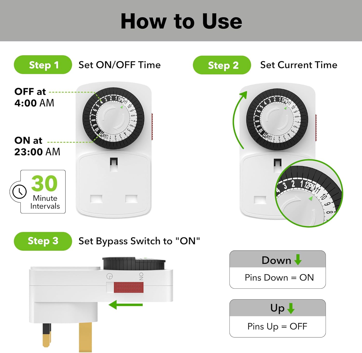 Thumbnail 4 de HBN 24 Hour Plug-in Compact Timer 13A