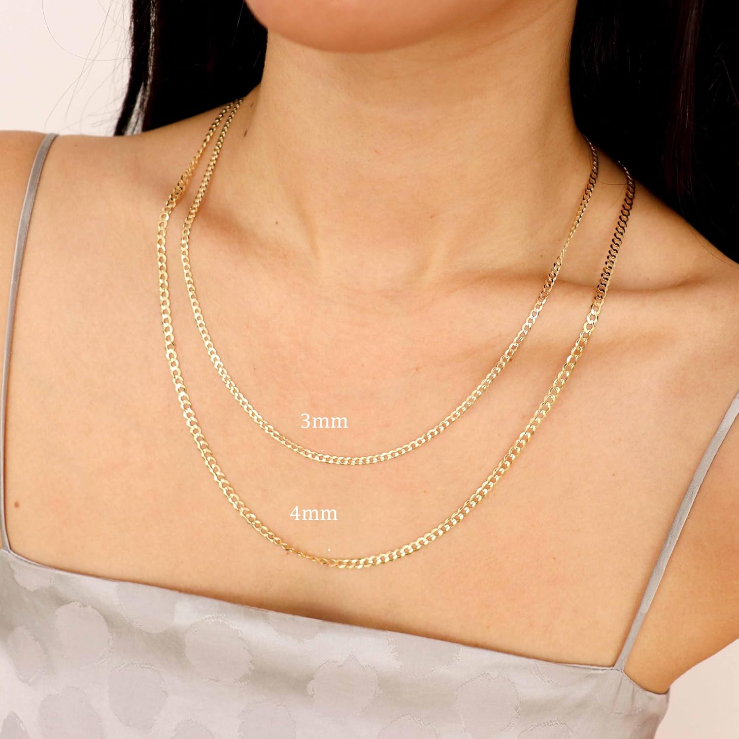 Thumbnail 4 de DORANA Cuban Link Kette aus 925 Sterling Silber, plattiert – 3 mm, Damen, 16–24 Zoll