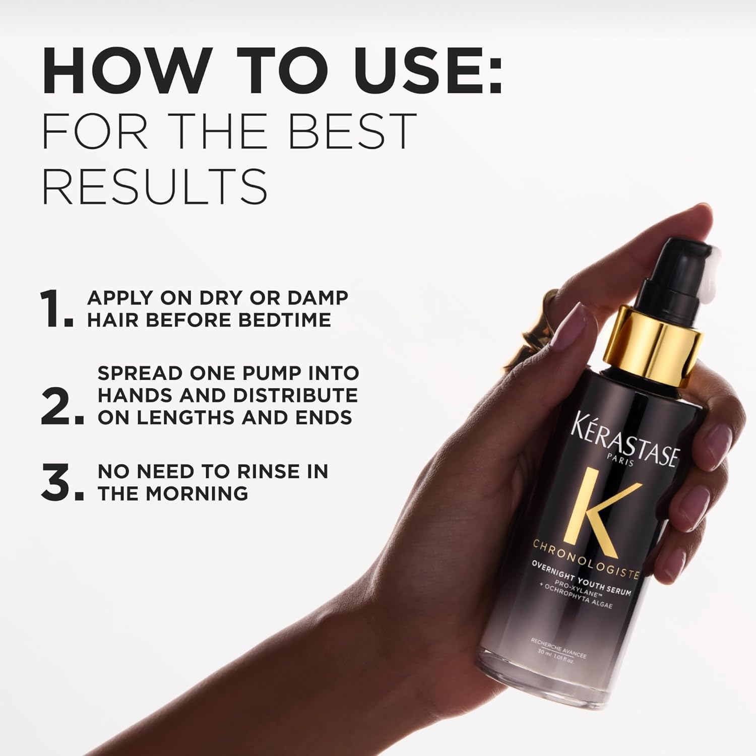 Detalle de Kérastase Chronologiste Overnight Youth Serum Siero Notte Anti-età senza risciacquo, formato viaggio da 30 ml