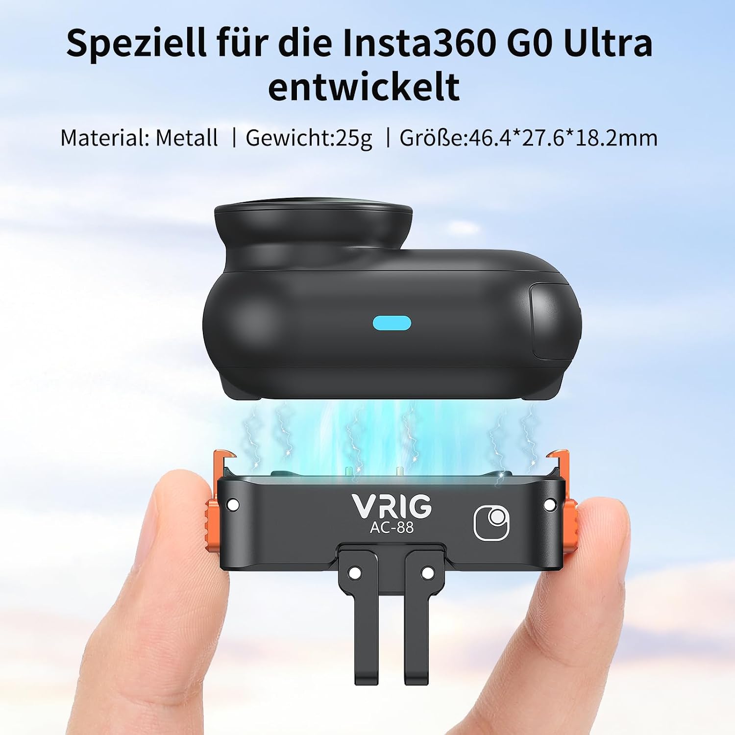 Thumbnail 5 de VRIG Magnetischer Schnellspanner-Adapter für Insta 360 GO Ultra – Aluminium, 1/4-Zoll, mit USB-C Ladeport