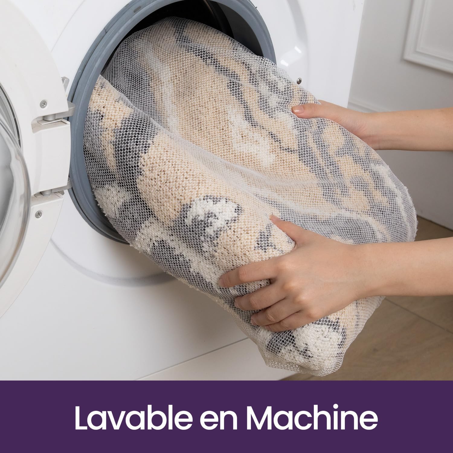 Thumbnail 5 de DEXI Tapis de salle de bain antidérapant 60 x 90 cm – microfibre super absorbante lavable en machine (gris et beige)