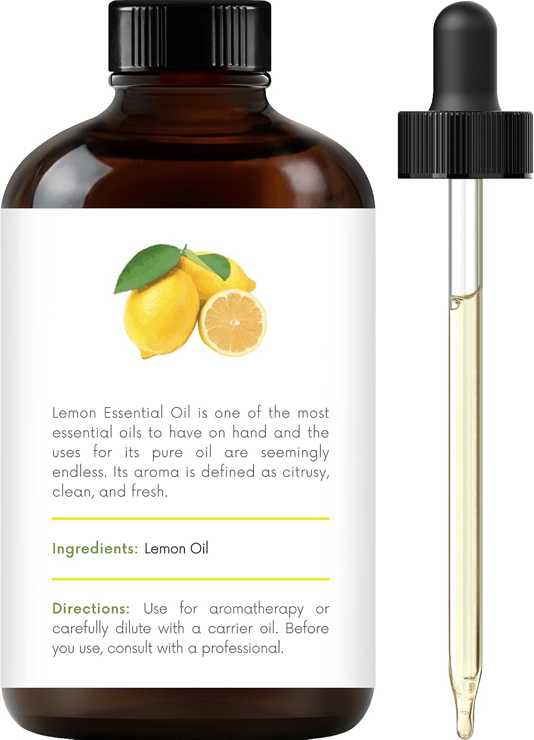 Detalle de Handcraft Blends Lemon Essential Oil, 118 ml, Cold-Pressed in Amber Glass