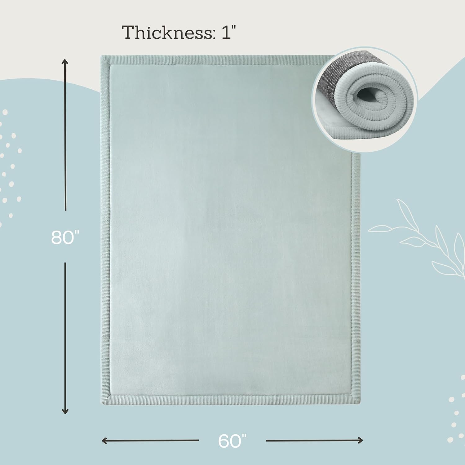 Thumbnail 2 de Hakuna Matte CloudSoft Baby Play Mat: 60" x 80" in Green with Coral Velvet