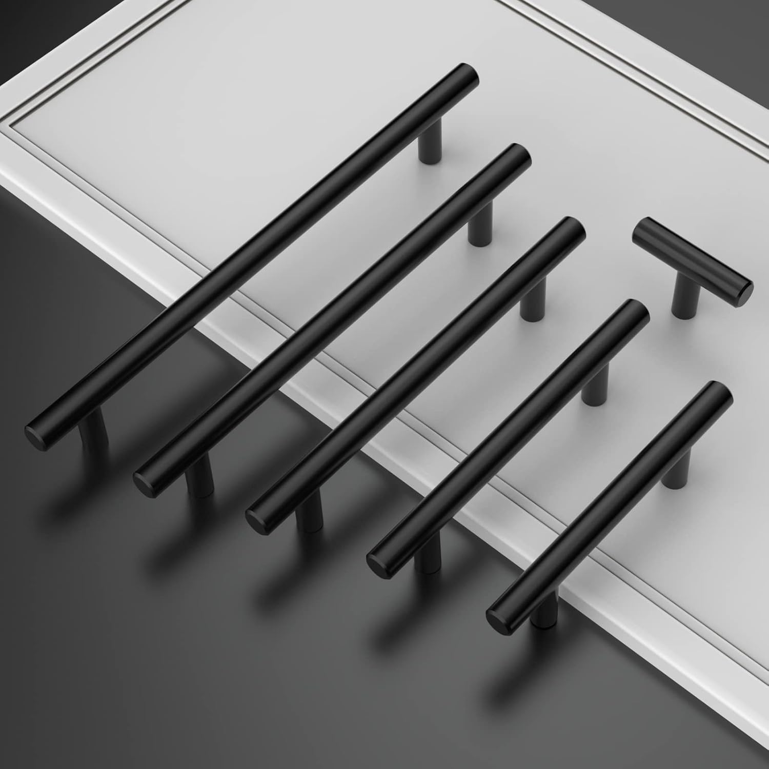 Detalle de Amerdeco 10 pezzi Maniglie per Mobili da Cucina Nero, distanza fori 160 mm, acciaio inossidabile