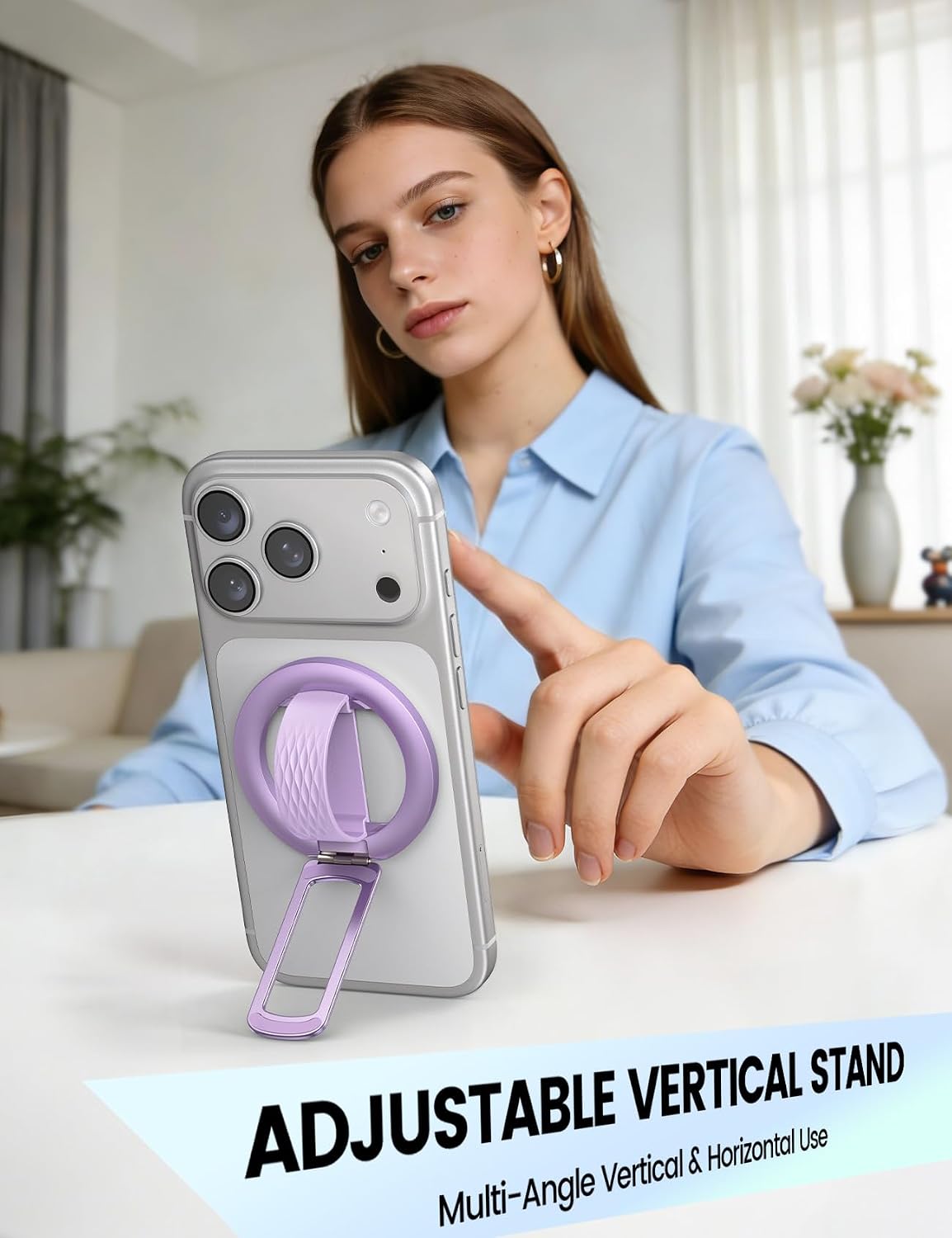 Detalle 2 de Lamicall STRR07-US-PE Magnetic Phone Loop Grip, Lavender Silicone