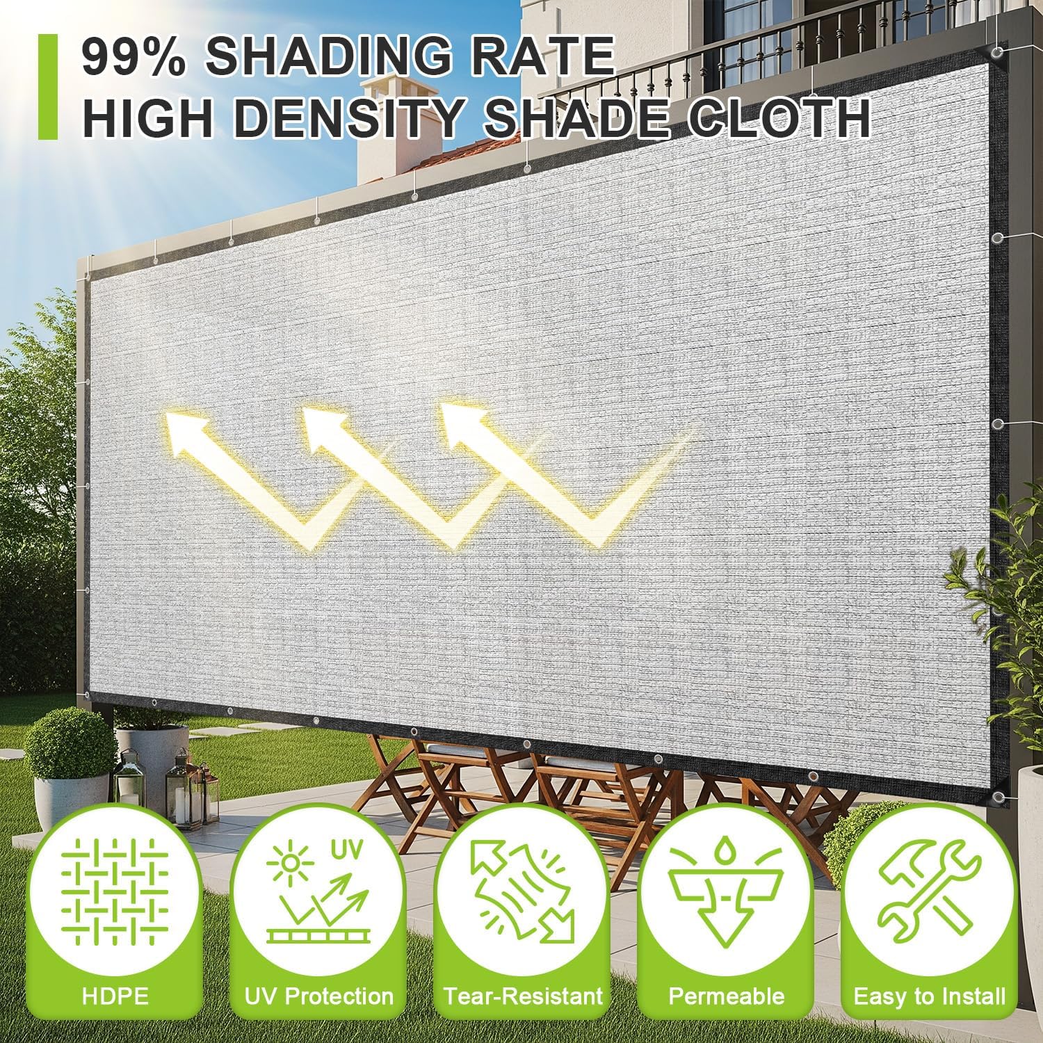 Detalle de SUNNY GUARD Shade Cloth, 6.5 x 10 ft