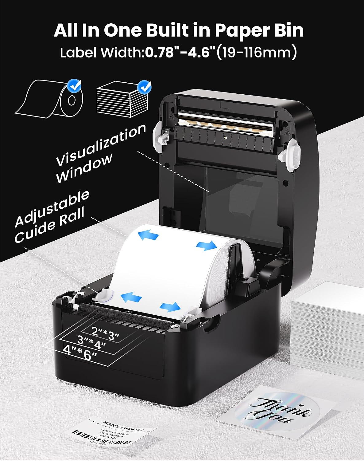 Thumbnail 2 de vretti USB Thermal Label Printer for Shipping 4x6