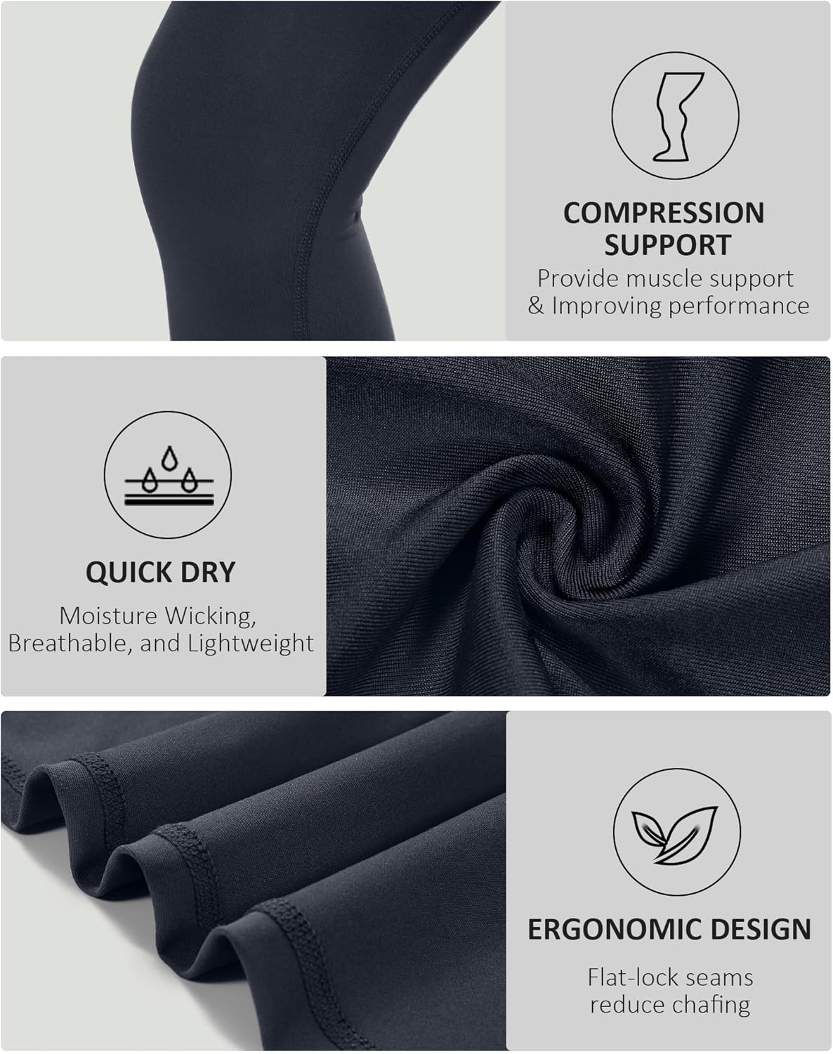 Detalle de Roadbox Boys Compression Leggings – Youth quick-dry athletic tights for football, basketball and PE base layers