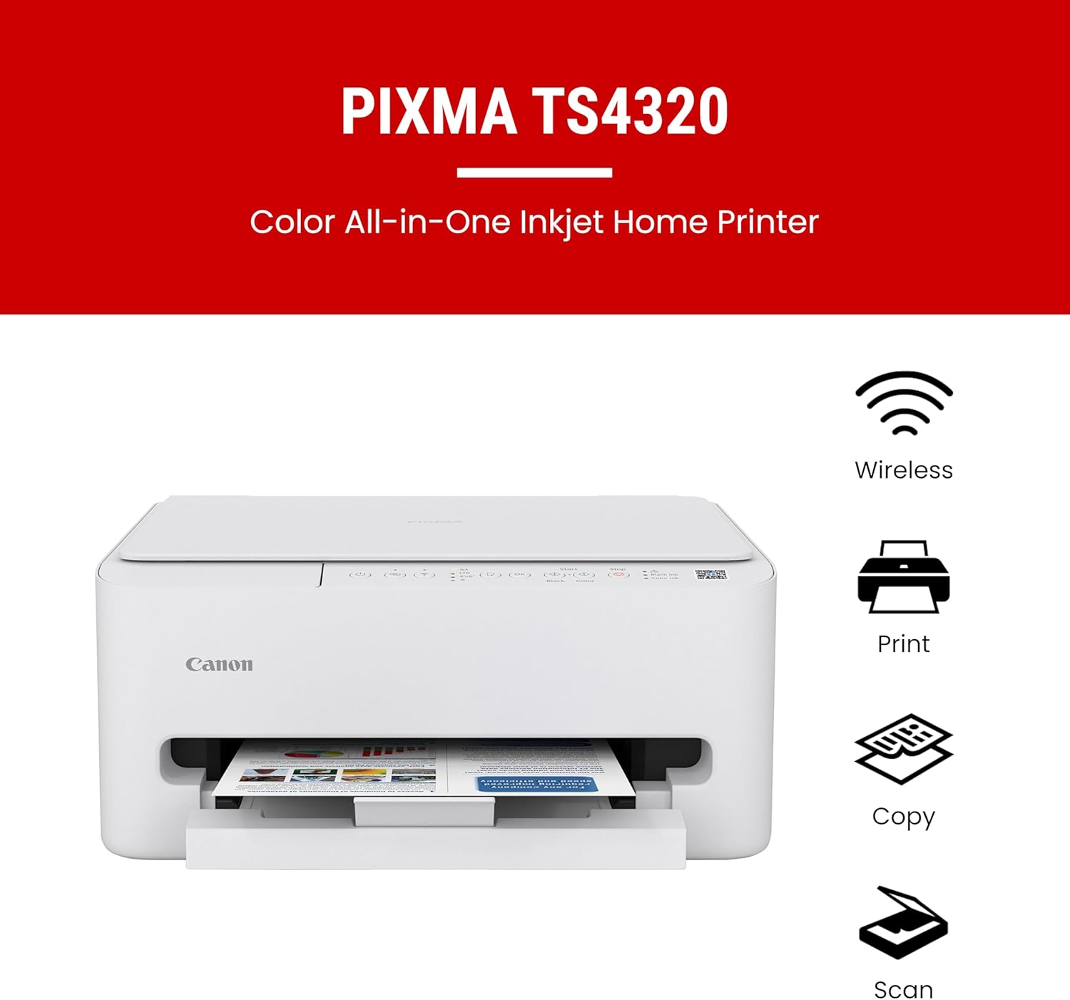 Thumbnail 1 de Canon PIXMA TS4320 Wireless Color Inkjet Printer