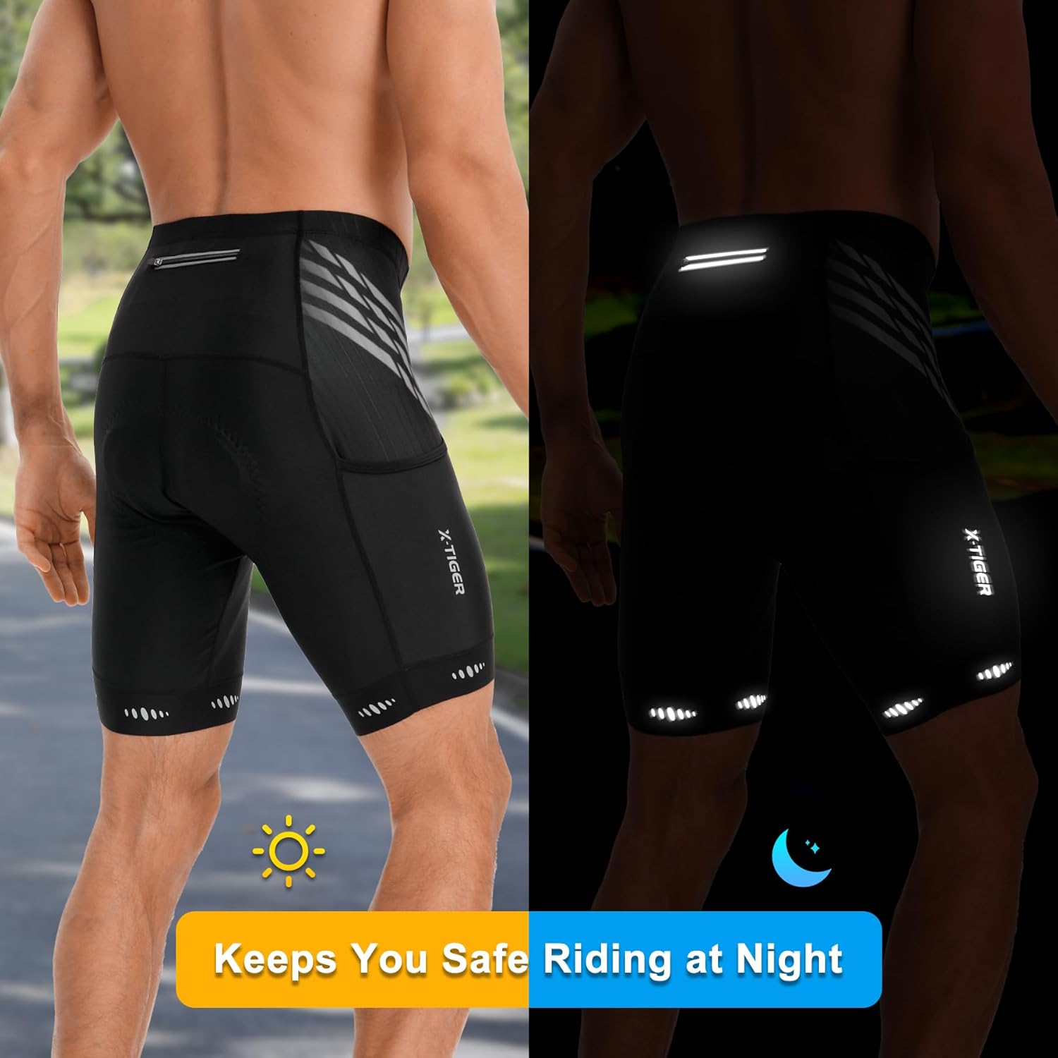 Thumbnail 1 de X-TIGER Radlerhose Herren mit 5D Sitzpolster, 3 Taschen und reflektierenden Details