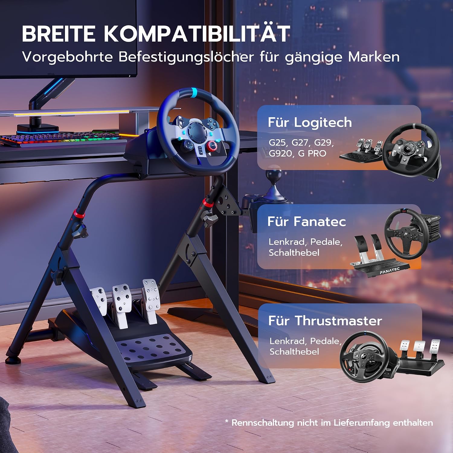 Thumbnail 1 de ARES WING Lenkradständer – stabiler, klappbarer Racing-SIM-Cockpit-Ständer, kompatibel mit Fanatec, Thrustmaster, Logitech, Moza & mehr
