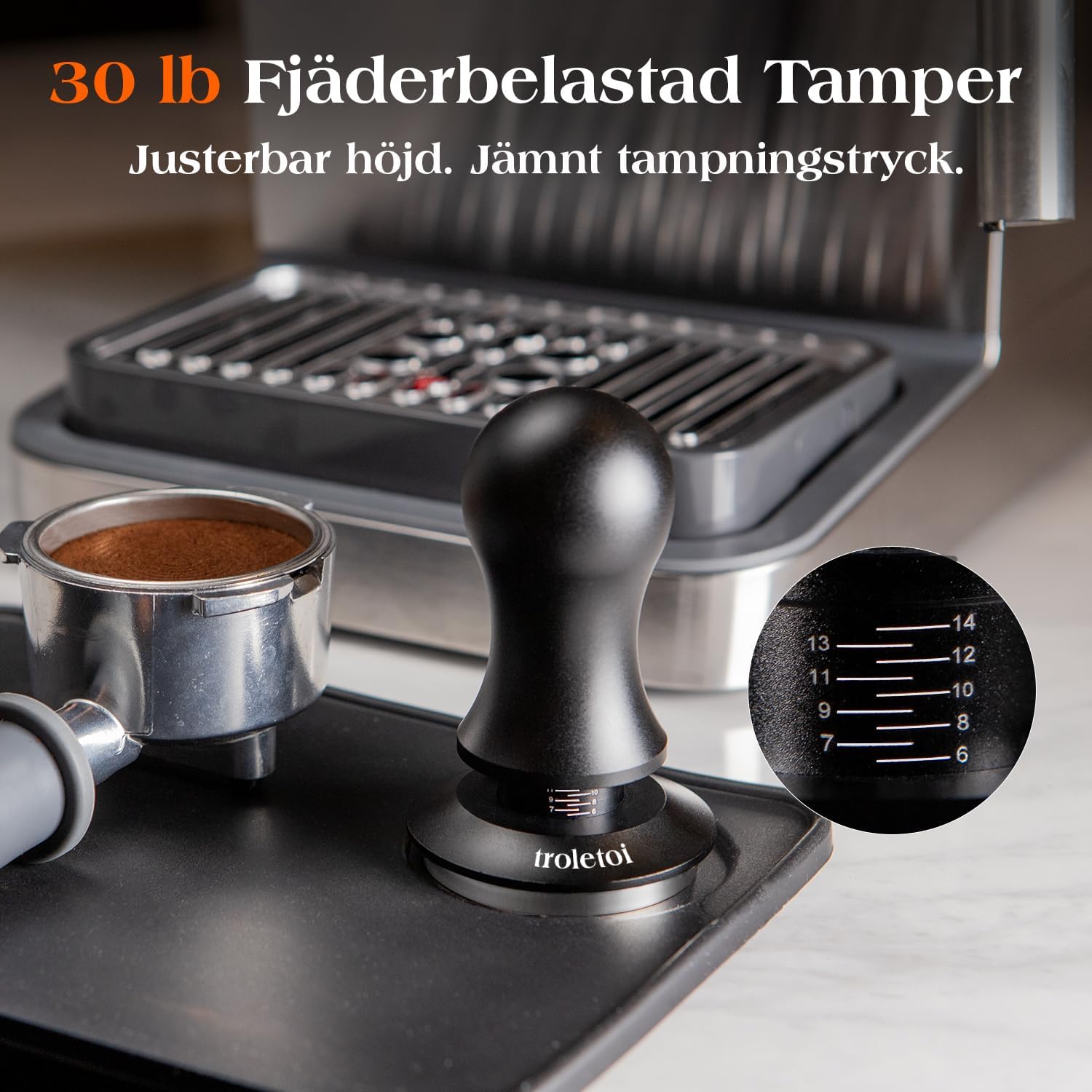 Detalle 2 de troletoi 54 mm espressotillbehör, 7 delar med tamper och WDT-verktyg