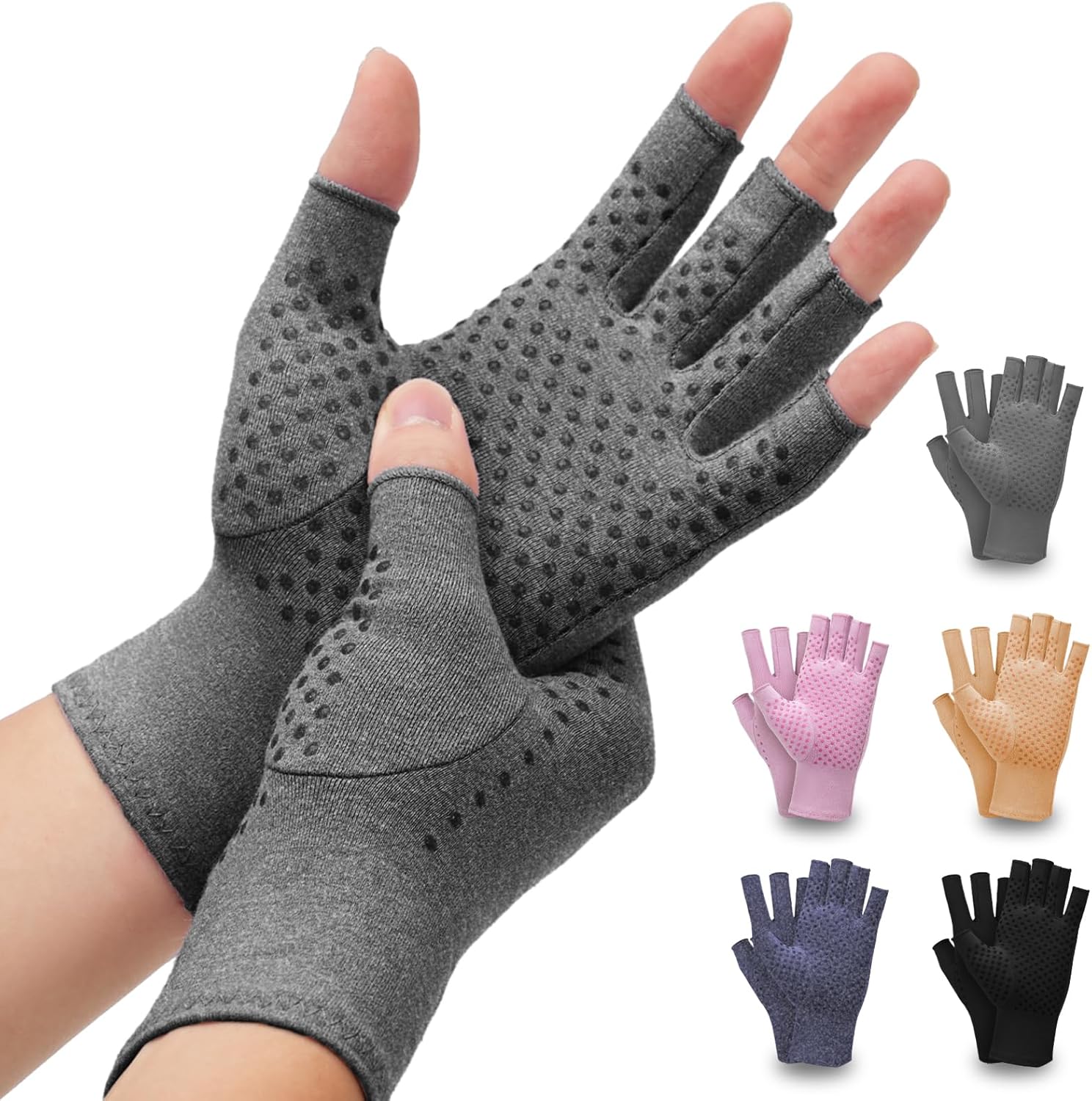 Detalle de DRNAIETY Arthritis Gloves, 2 Pairs (L Gray)