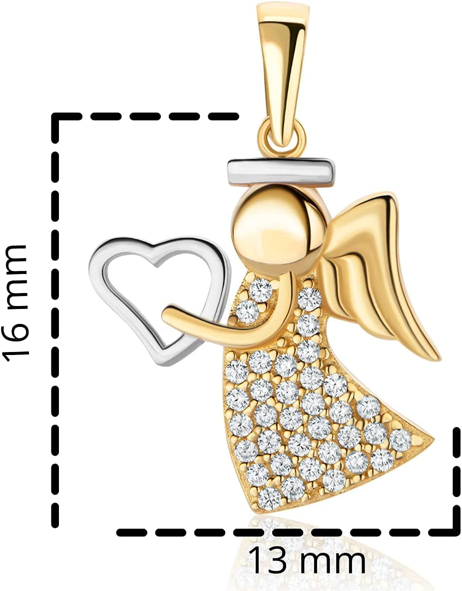 Thumbnail 1 de Ciondolo angelo in oro 14 carati 585 bicolore con zirconi – 16 x 13 mm, circa 1,30 g