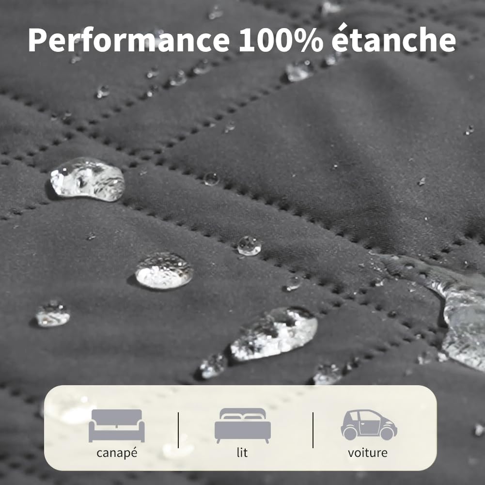 Detalle de DUJUIKE waterdichte bankovertrek 132–208 cm, antislip, grijs