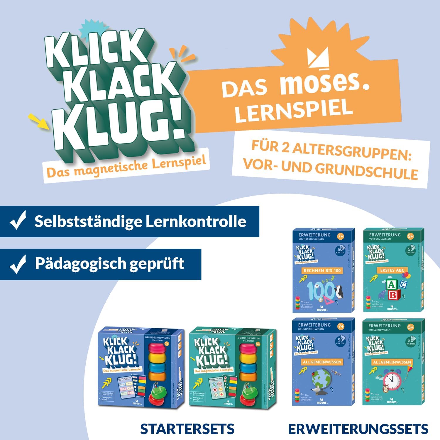 Detalle de Moses. klick Klack Klug! – Das magnetische Lernspiel für die Grundschule (Starterset, ab 7 Jahren)