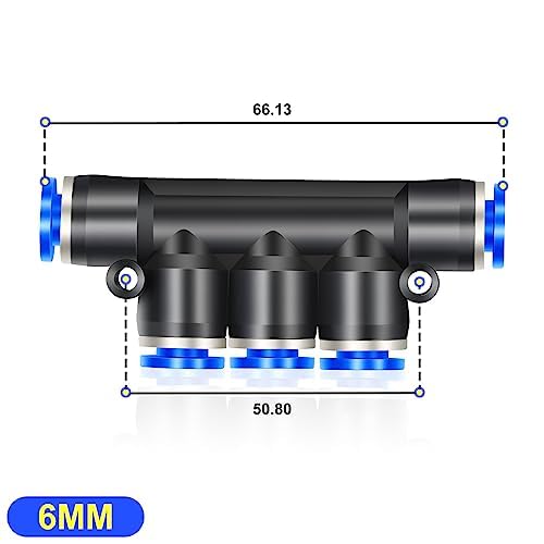Thumbnail 1 de ERGAOBOY 5-way 6mm tube OD plastic quick release push-fit fittings (blue)