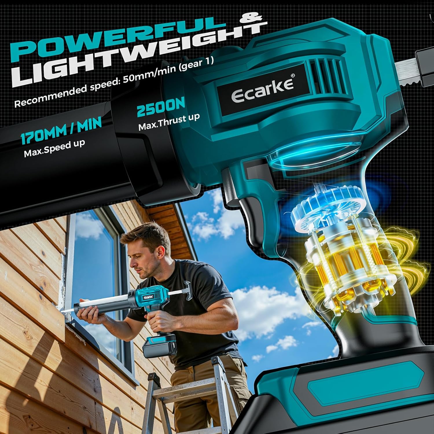 Thumbnail 4 de Ecarke Pistolet à Cartouche sans Fil 18V – compatible Makita, 6 vitesses, LED, sans batterie