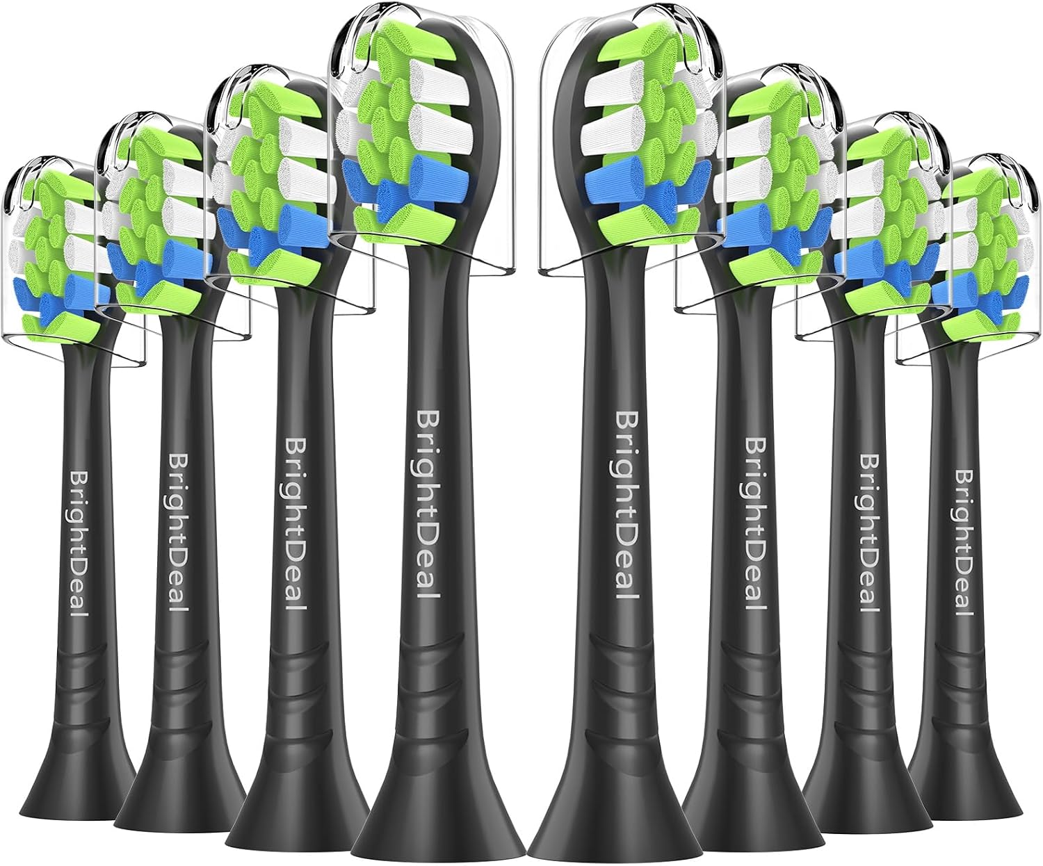 Detalle de BrightDeal Aufsätze kompatibel mit Philips Sonicare – 8er Set, Sensitive/Schwarz