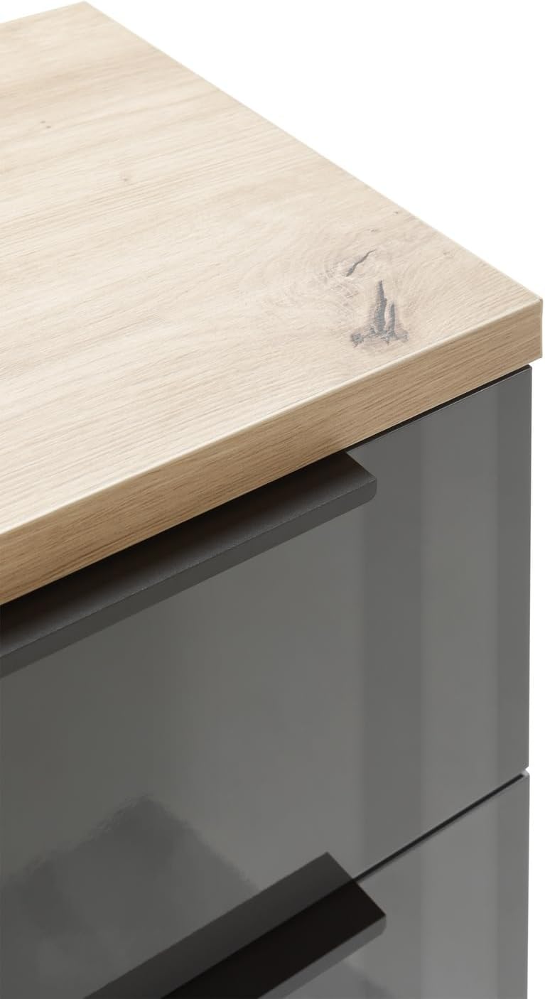 Thumbnail 5 de Composad Mobiletto Bagno della Linea MUNDI con Anta e Cassetto – Grigio Titanio e Rovere Mielato, 39,6 × 82,4 × 35 cm
