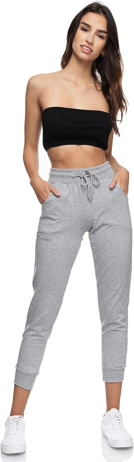 Detalle de Smith & Solo Jogginghose Damen – ¾ Caprihose aus Baumwolle, High Waist, Slim Fit