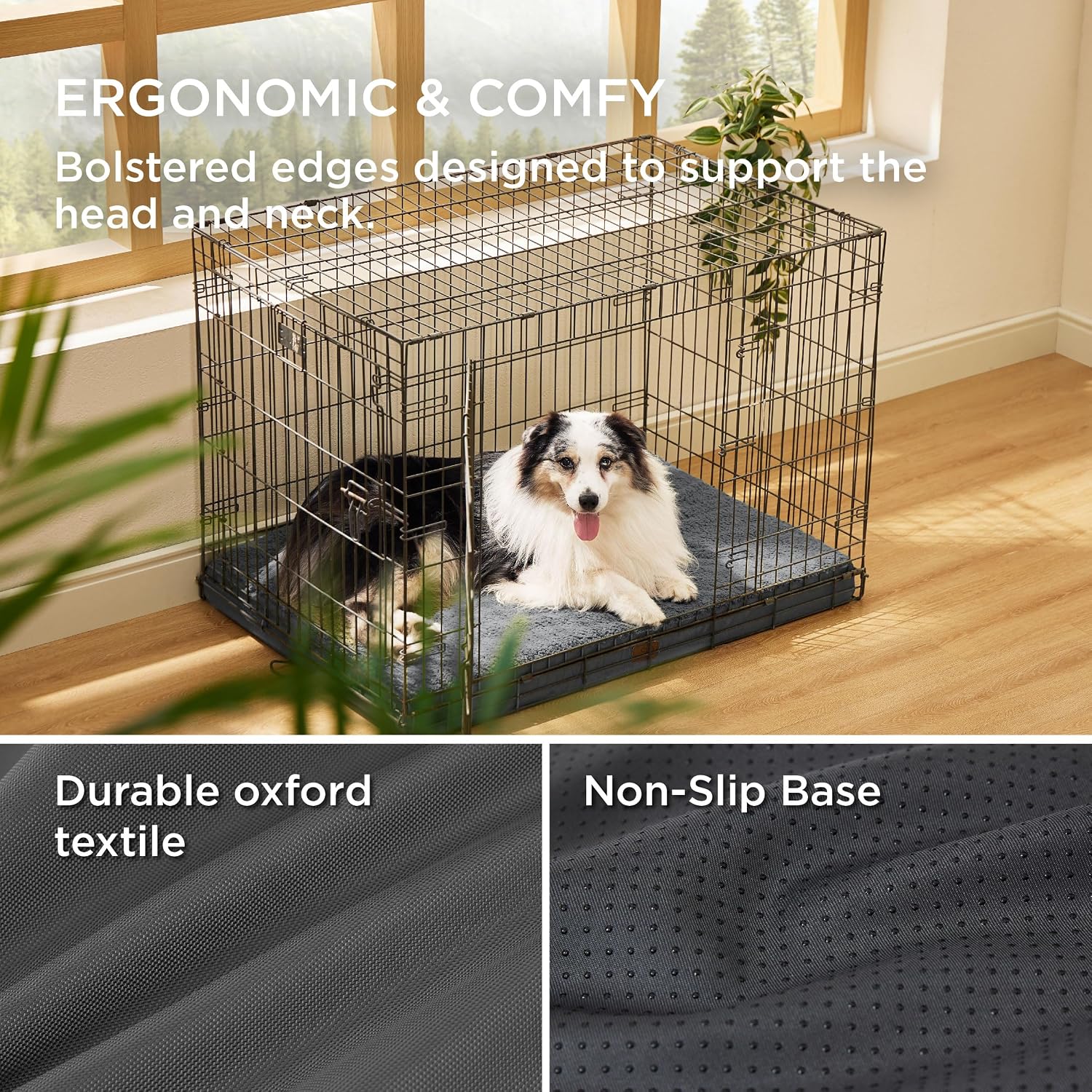 Detalle de Bedsure orthopädisches Hundebett für große Hunde – 104 x 74 x 9 cm, dunkelgrau