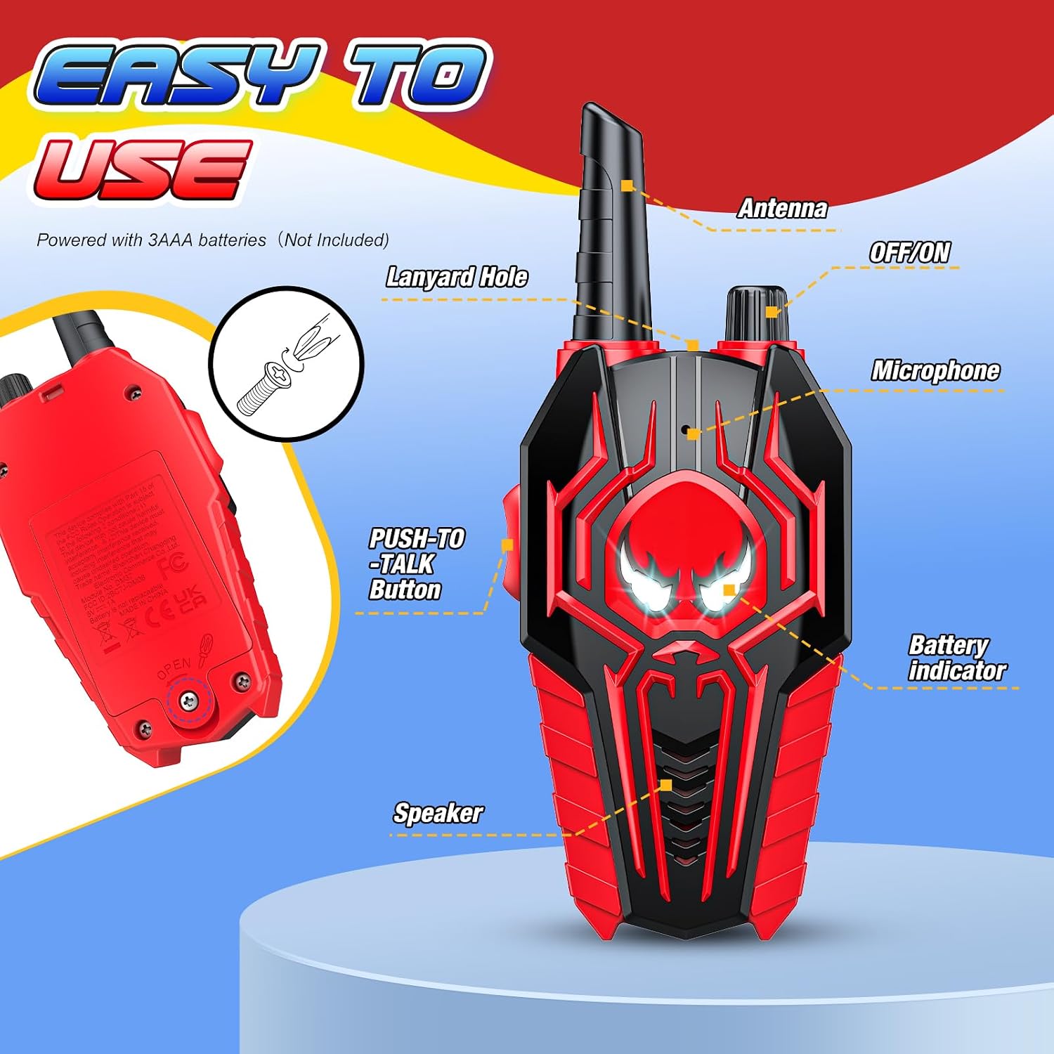 Thumbnail 6 de Evassal Kids Walkie Talkies, 2-Pack UHF Radios with Shock-Resistant Design