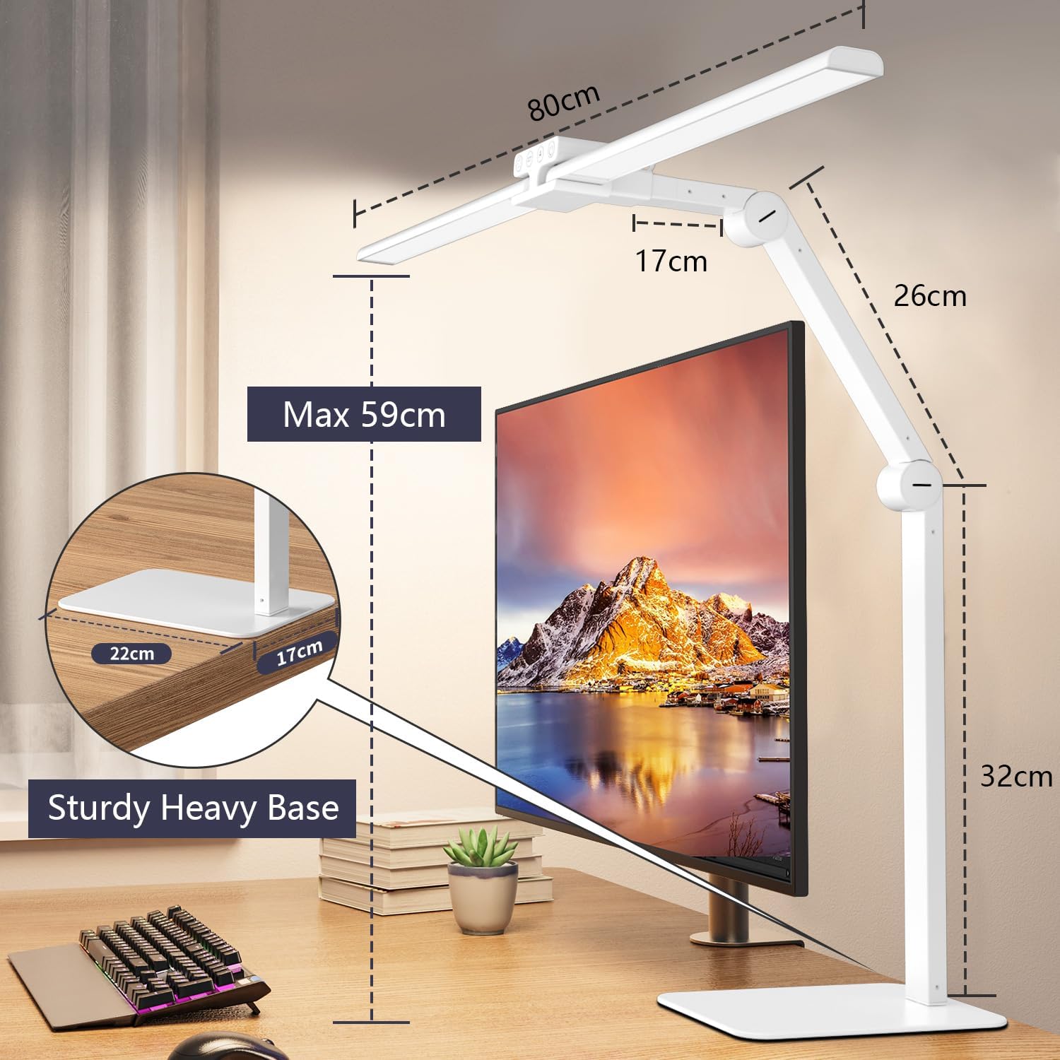 Detalle 2 de KableRika Schreibtischlampe LED Doppelkopf 24W