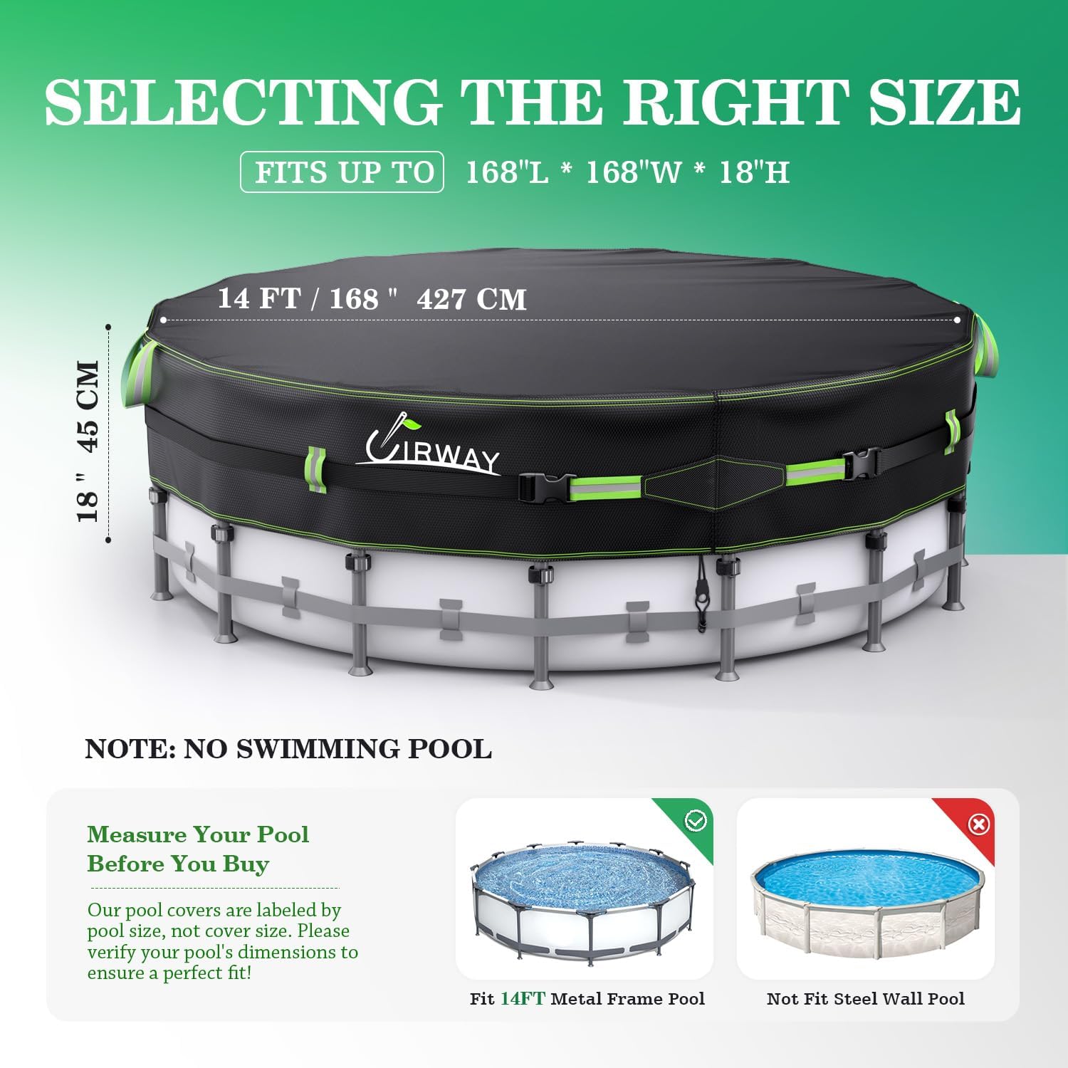 Thumbnail 1 de UIRWAY 427cm 14 FT Round Winter Pool Cover, 500D Fabric and Secure Straps