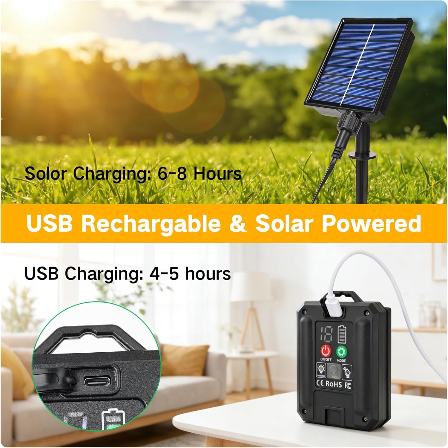 Thumbnail 2 de GCCATE Solar String Lights Outdoor Garden 15M/50FT with USB-C, IP65, 17+1 G40 Bulbs