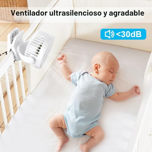 Detalle 2 de ELZO Ventiladores de sobremesa USB 12000mAh: 360° de aire, 3 velocidades y luz LED con control remoto