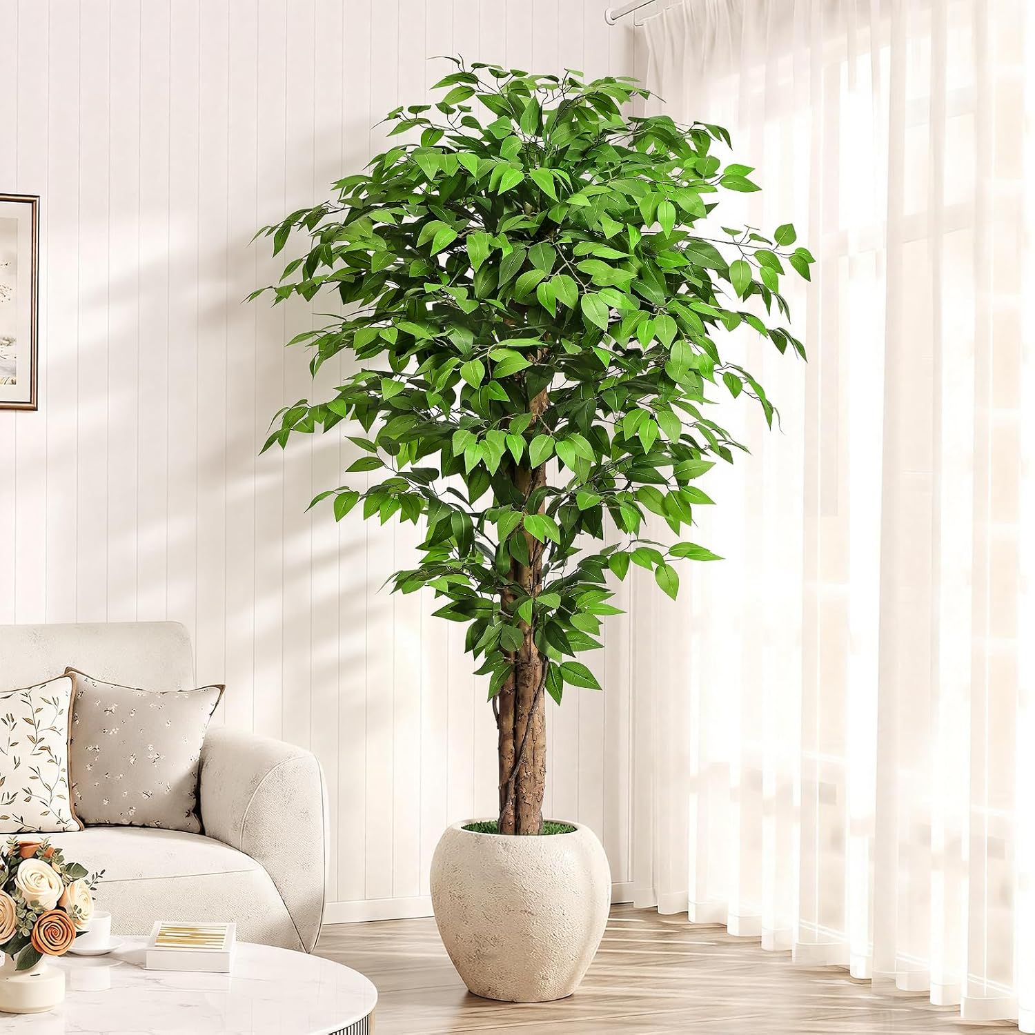 Detalle de Keeplush RSCZ3-180 Artificial Ficus Tree, 74-Inch with Curved Trunks