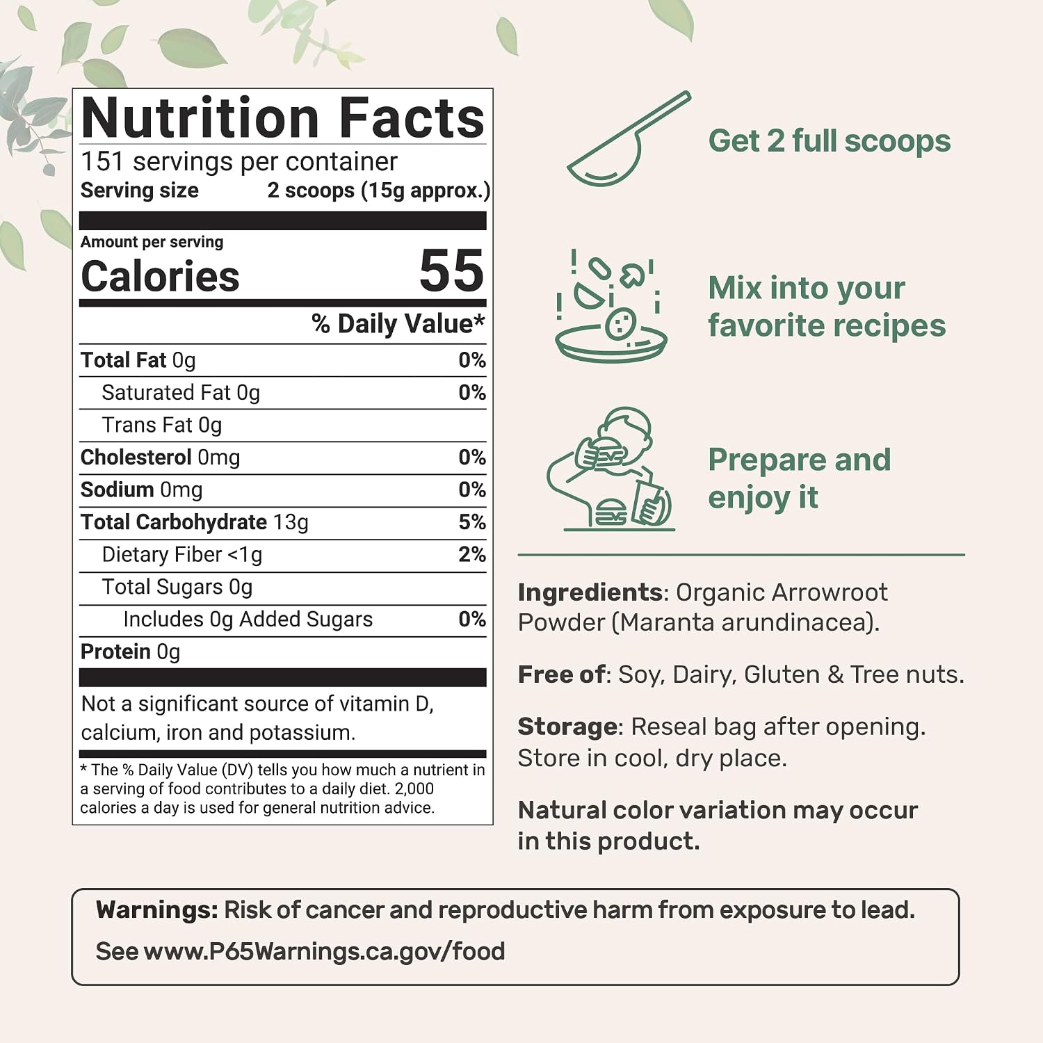 Detalle 2 de Micro Ingredients Arrowroot Powder 5 lb