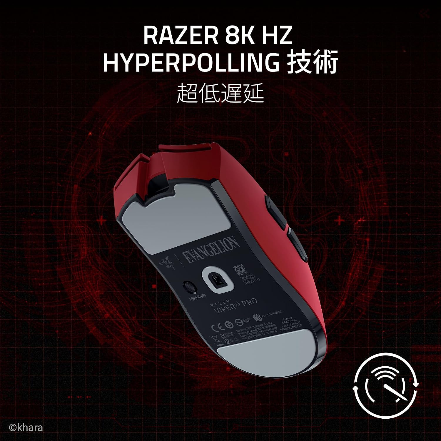 Detalle 1 de Razer Viper V3 Pro EVANGELION(EVA-02) Edition ゲーミングマウス 54g・8,000Hz対応